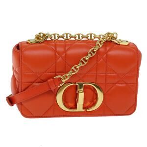 DIOR Canage Shoulder Bag Leather Orange
